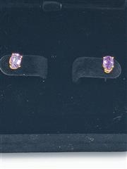 Amethyst Gold-Stone Earrings 14K Yellow Gold 0.82g